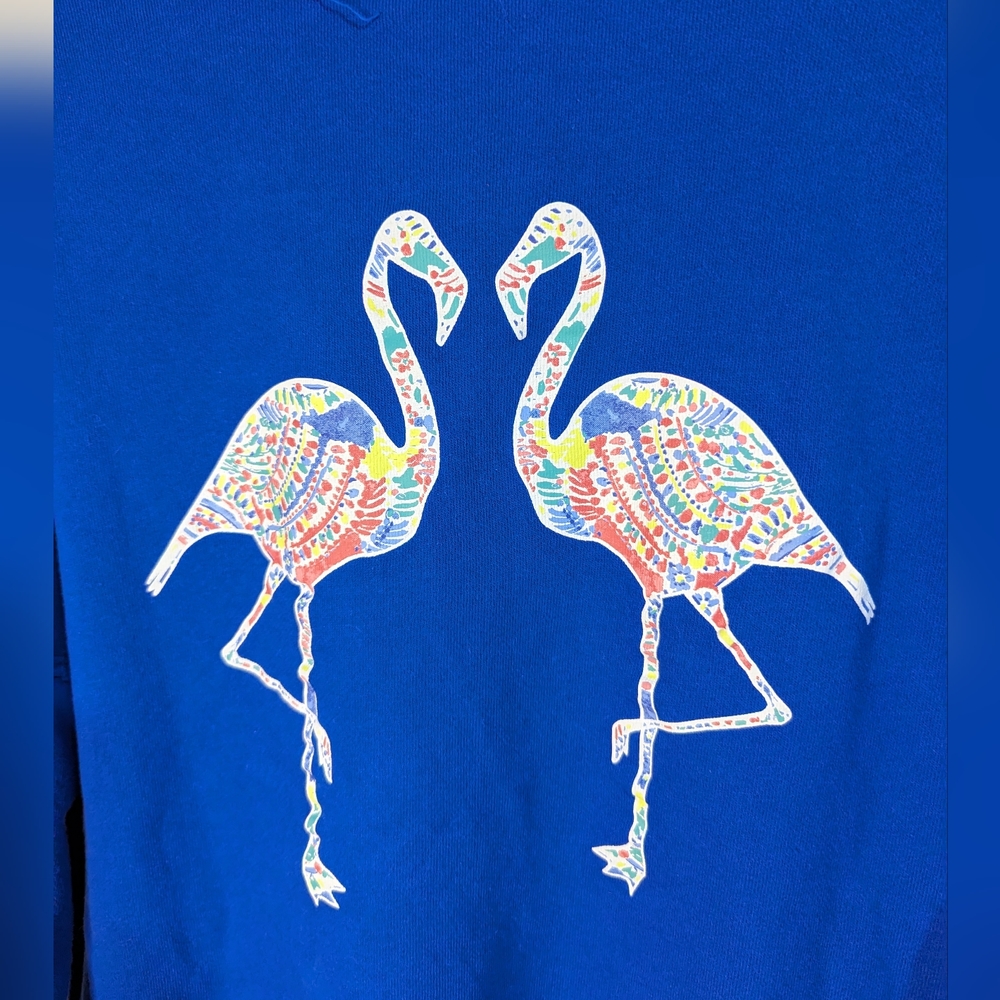 Crown & Ivy blue knit top with flamingos size 1X - Picture 4 of 8